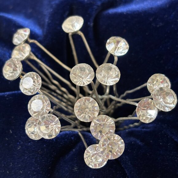 Rhinestone Silver Color Metal Hairpins set of 18 - Picture 4 of 8